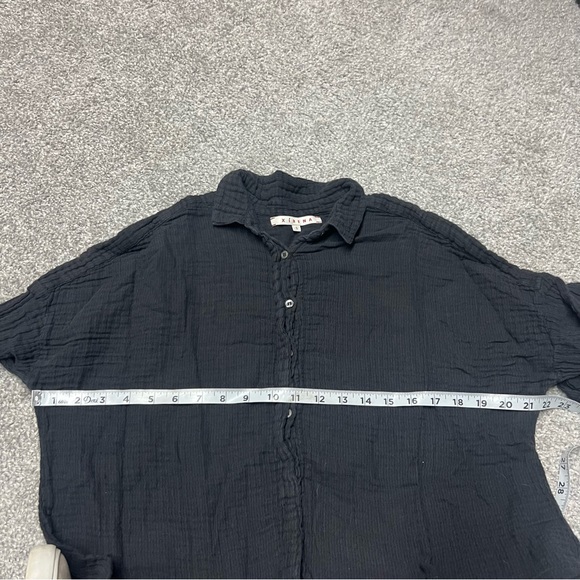 Xirena Top Womens Small Gauze Faded Black Long Sleeve Button Front Cotton - Picture 3 of 7